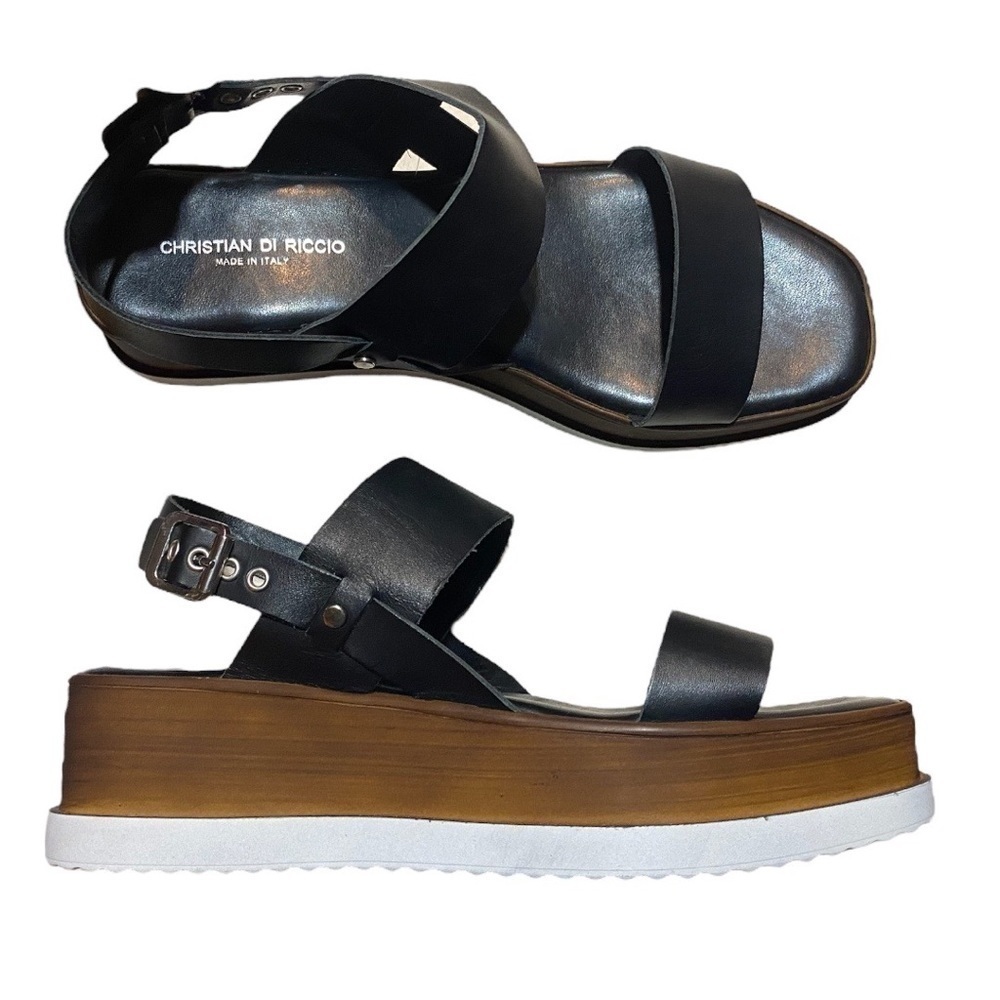 Christian Di Riccio Sandals Sling Back Heels Made in Italy Leather Size 41